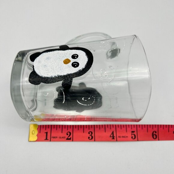 Penguin-Themed Clear Glass Mug With Handle & Swirl Design - Picture 7 of 7